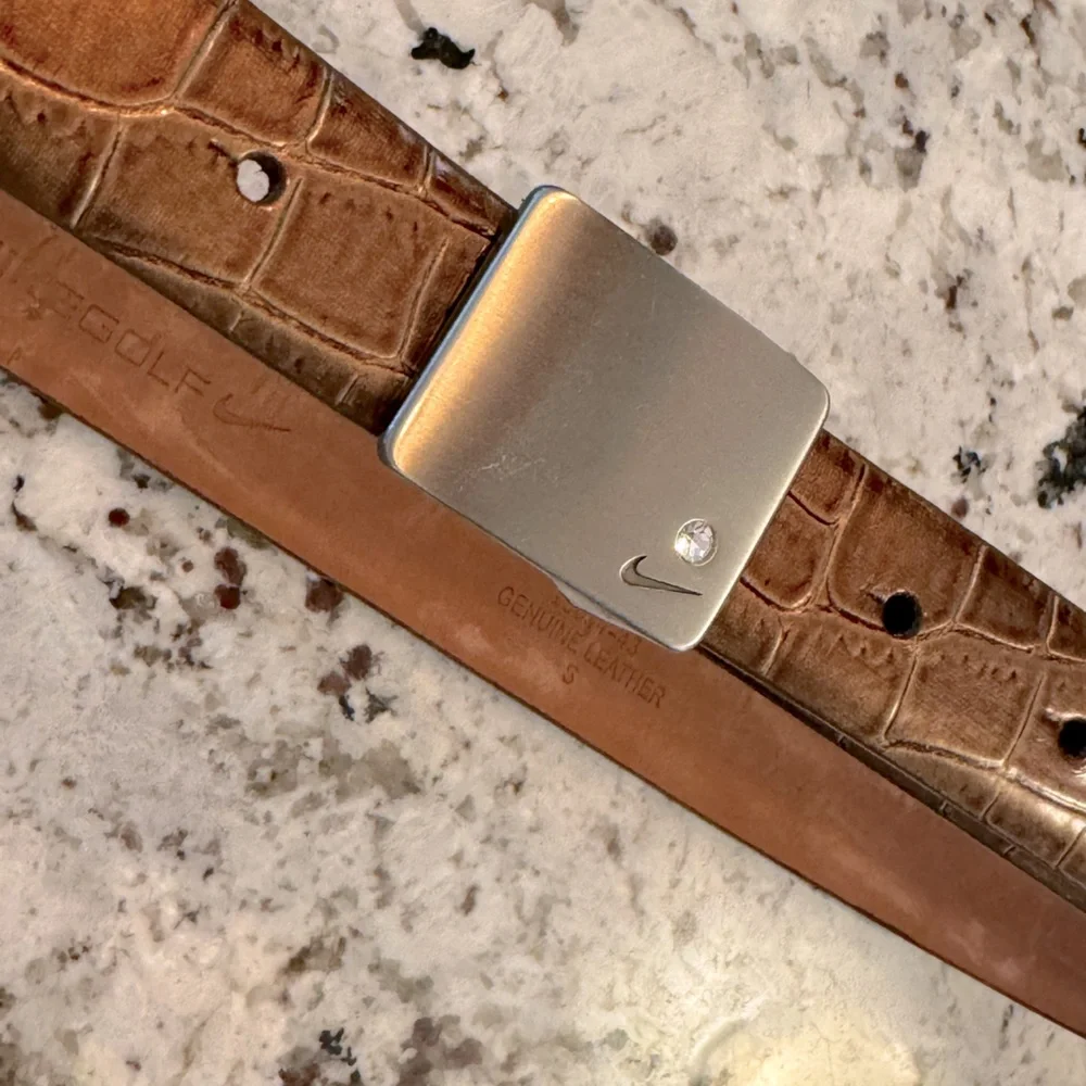 Nike Brown and Silver Leather Belt‎ with Modern Buckle